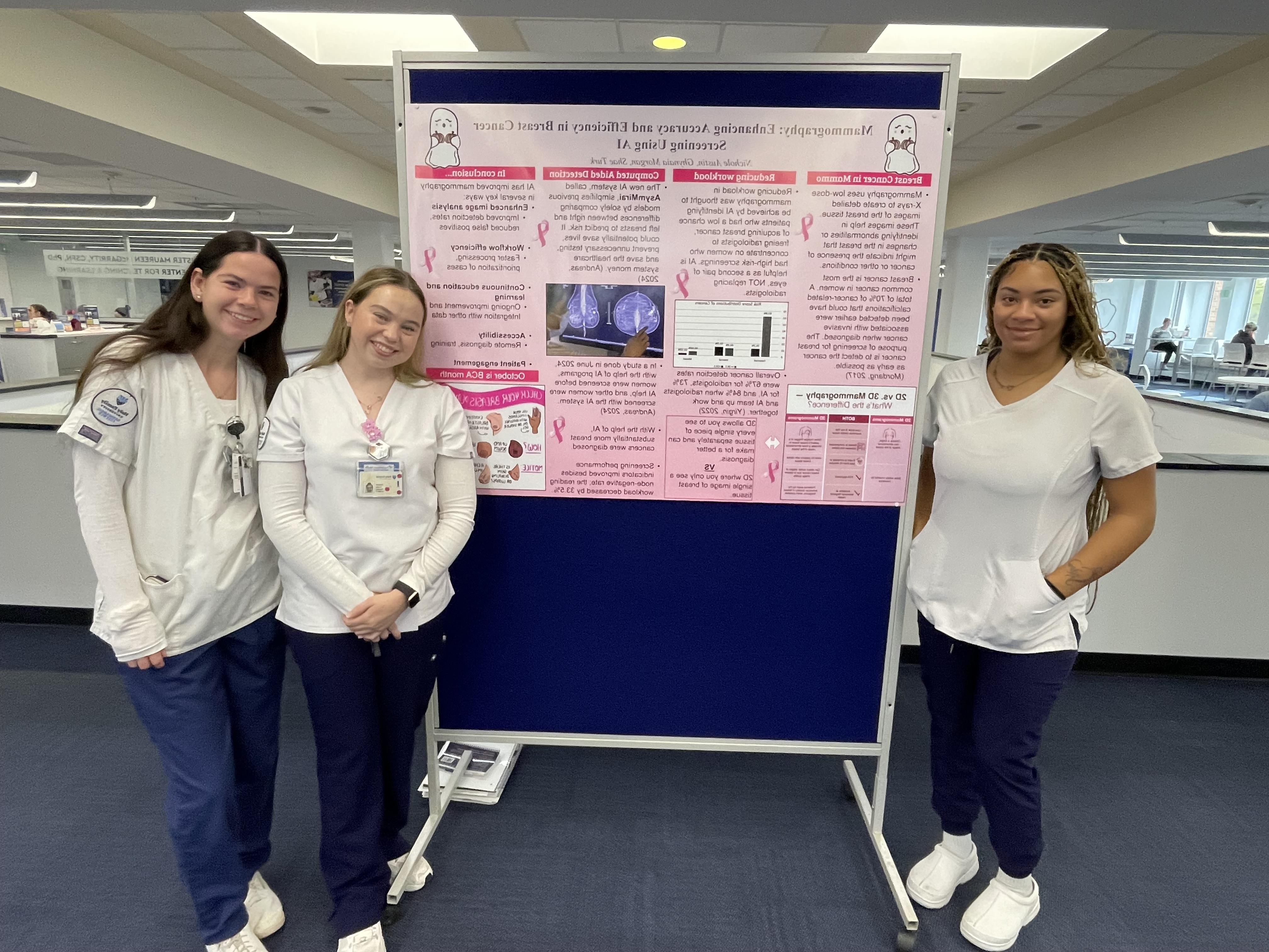 Students present on AI and its use in mammography.